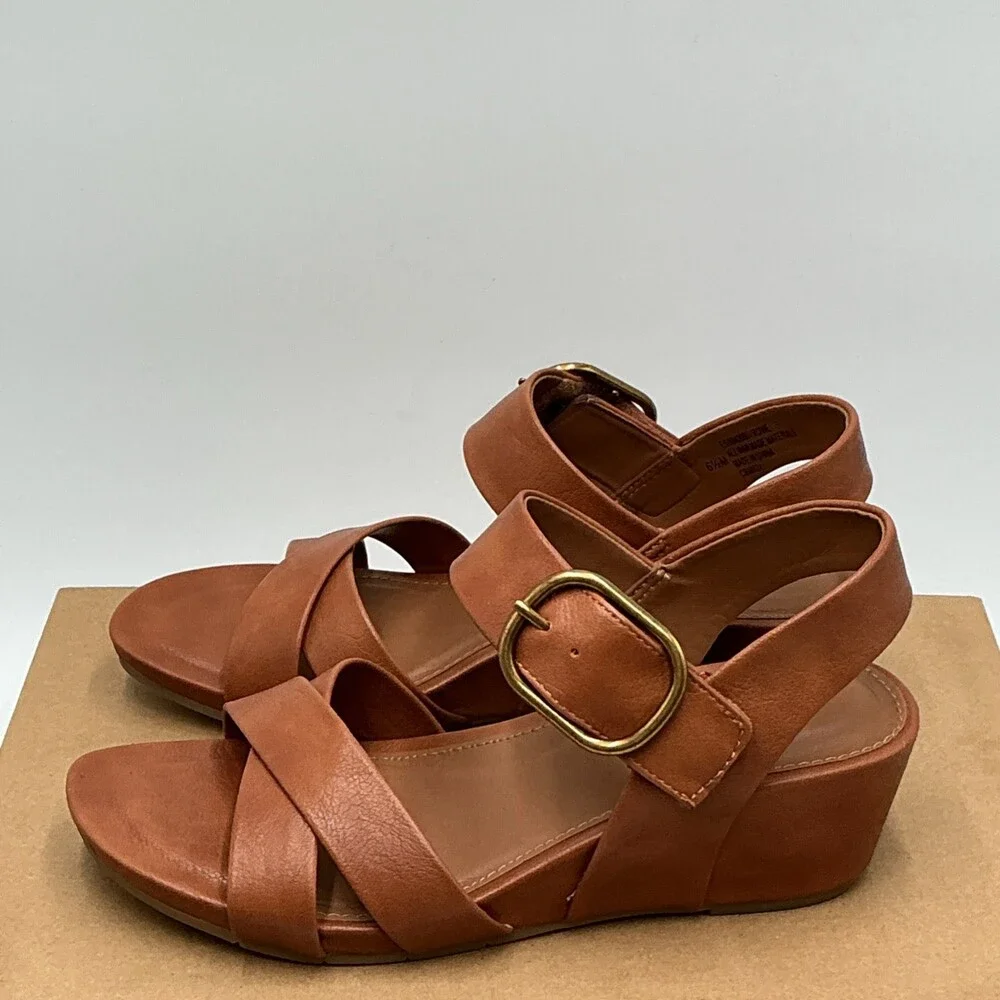 EuroSoft Rowe Sandals Women's US 6.5 Brown Adjustable Strap Wedge Heel Ebay4568